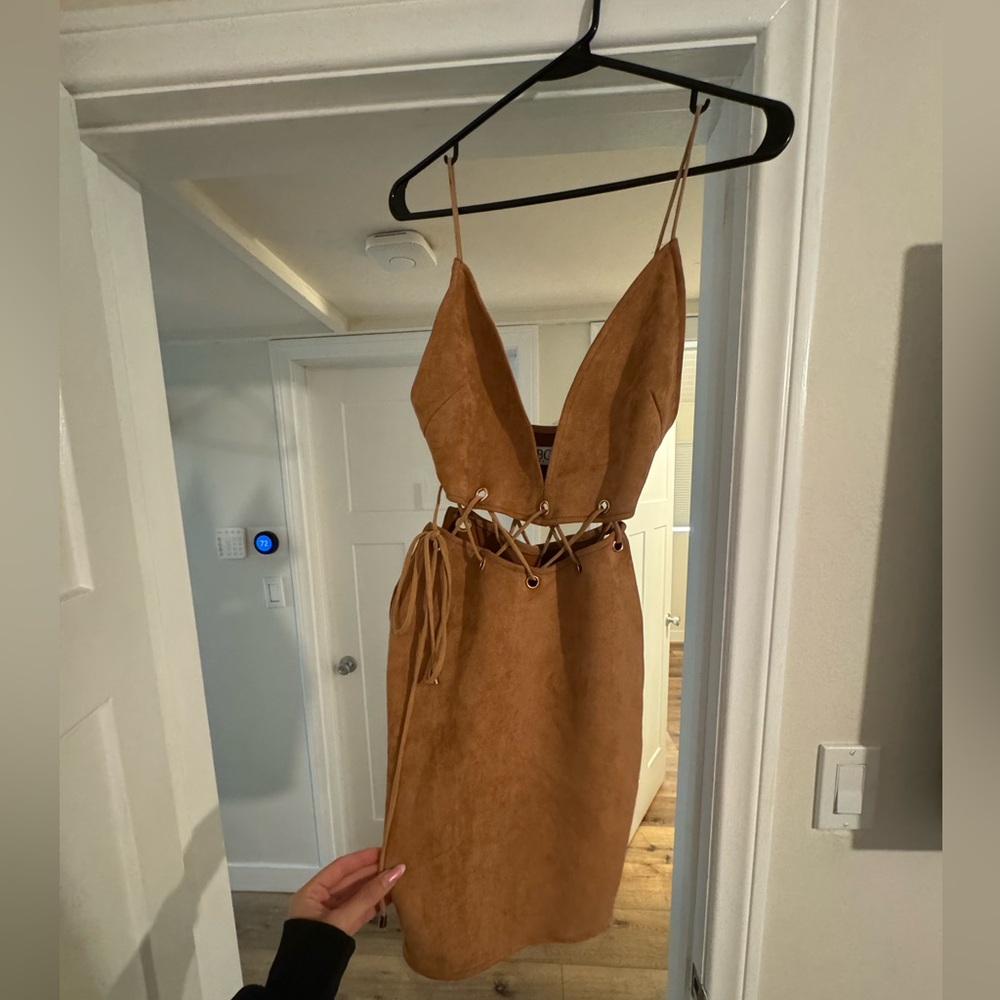 Sabo skirt tan suede dress